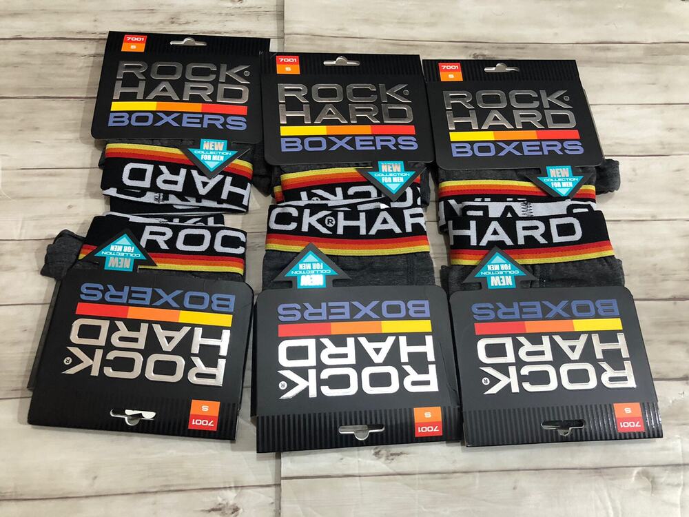 Rock Hard Boxer Trunks Mens Small Black Briefs Black Cotton 6 Pack A5